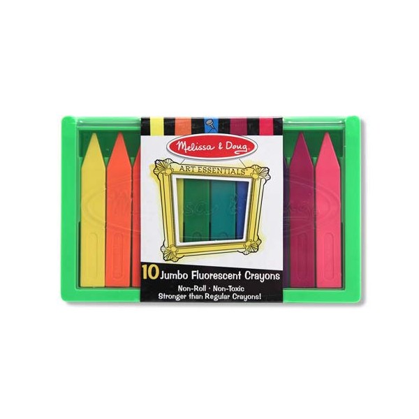 Set 10 creioane colorate groase triunghiulare in culori fluorescente