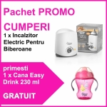 Pachet promo Incalzitor Electric Pentru Biberoane + Cana Easy Drink 230 ml fete CADOU