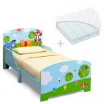 Set pat cu cadru din lemn Disney Winnie si saltea pentru patut Dreamily - 140 x 70 x 10 cm