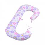 BabyNeeds Soft - Perna 3 in 1 pentru gravide si bebelusi Floricele pe campie - Mov