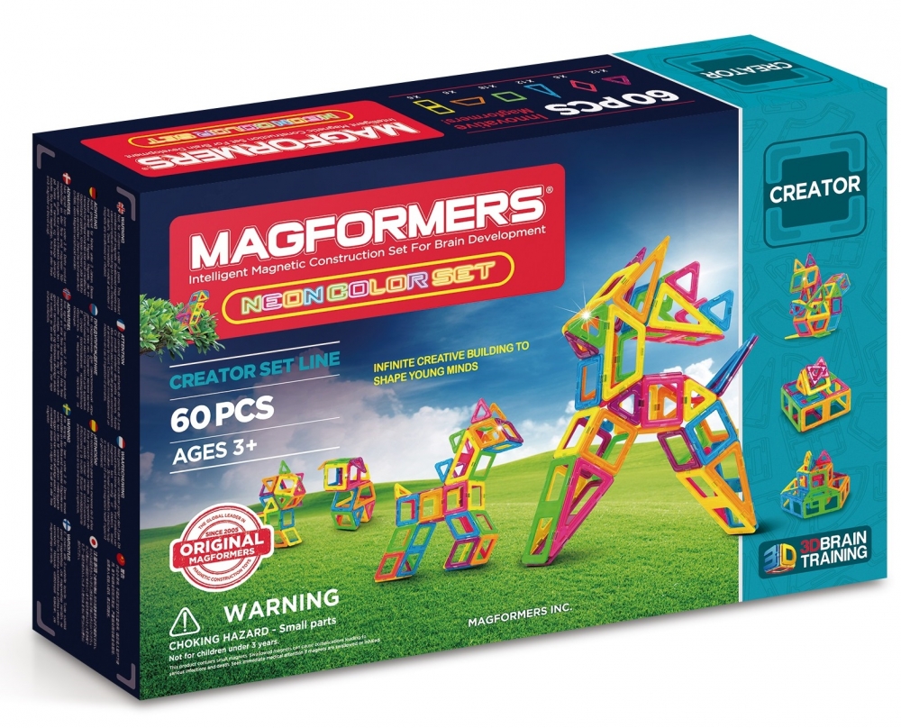 Joc de constructie magnetic MAGFORMERS - Creator - Neon (60 piese)