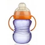 Cana anticurgere Minut Baby 6+ , cu manere si cioc silicon 275 ml Indigo