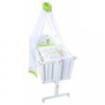 Cos si leagan nou nascut lemn alb honey bear green