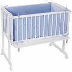 Patut leagan atasabil Dream & Drive alb cu saltea si textile bleu