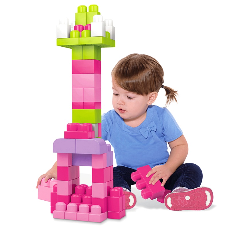 Set cuburi de construit Mega Bloks 60 de bucati pentru fetite Fisher-Price