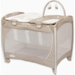 Patut pliant 3 in 1 cu masa de infasat si balansoar Change&Bounce Tan Stripe Brown