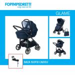 Carucior transformabil 3 in 1 Foppapedretti Glam + baza isofix cadou bleumarin