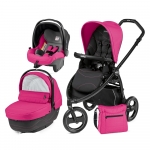 Carucior 3 in 1 Peg Perego Book Scout Matt Black Bloom Bloom Pink