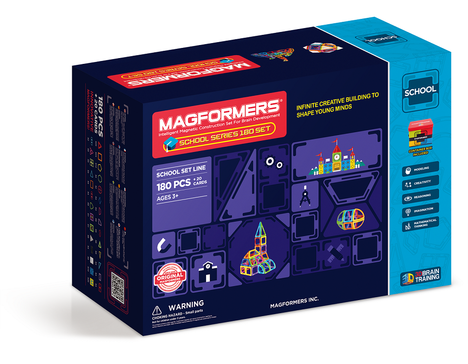 Joc de constructie magnetic Magformers - Educational - Set scolar (180 piese)