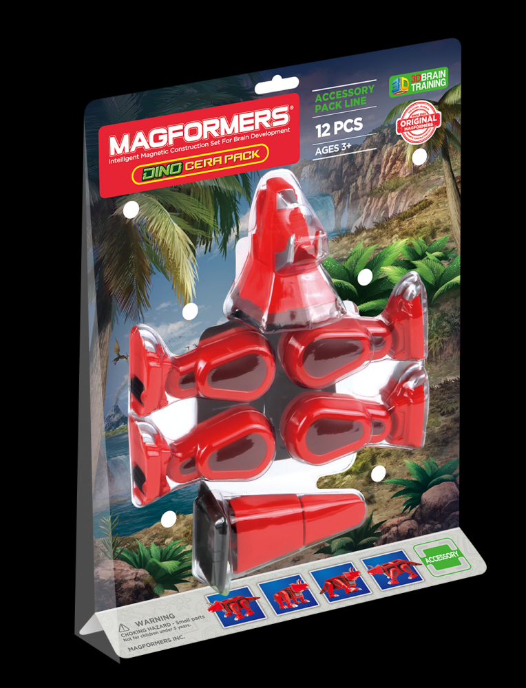 Set accesorii Magformers Dinozaur Cera (12 buc)