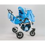 Carucior gemeni Kerttu Duette multifunctional albastru cu model