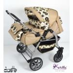 Carucior gemeni Kerttu Duette multifunctional cappuccino cu model