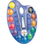 Acuarele Morocolor cu paleta si 2pensule diametru pastila 44mm tub alb 12 culori set