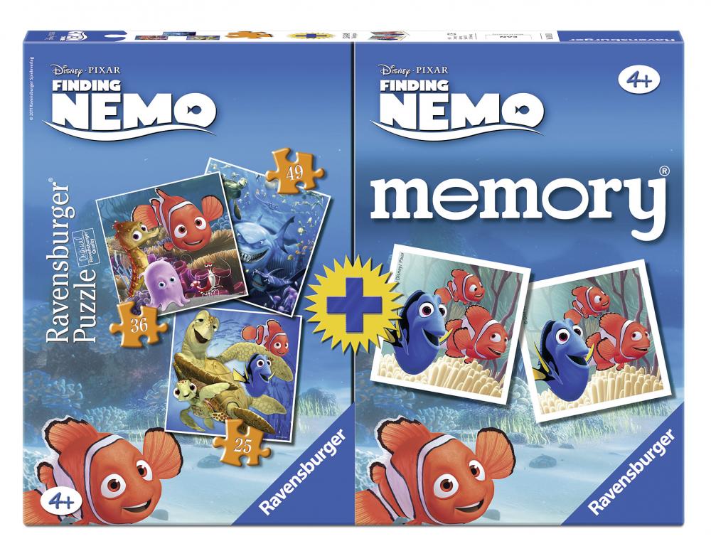 Puzzle + joc memory Nemo 3 buc in cutie 25/36/49 piese