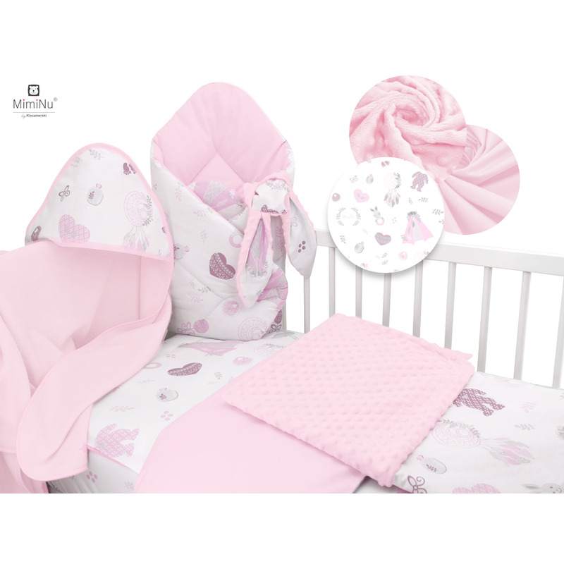 Set pentru bebelusi 6+1 piese MimiNu 120x60 cm Baby Shower Pink