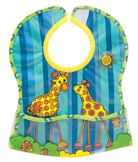 Baveta girafe cu buzunar colector moale sassy