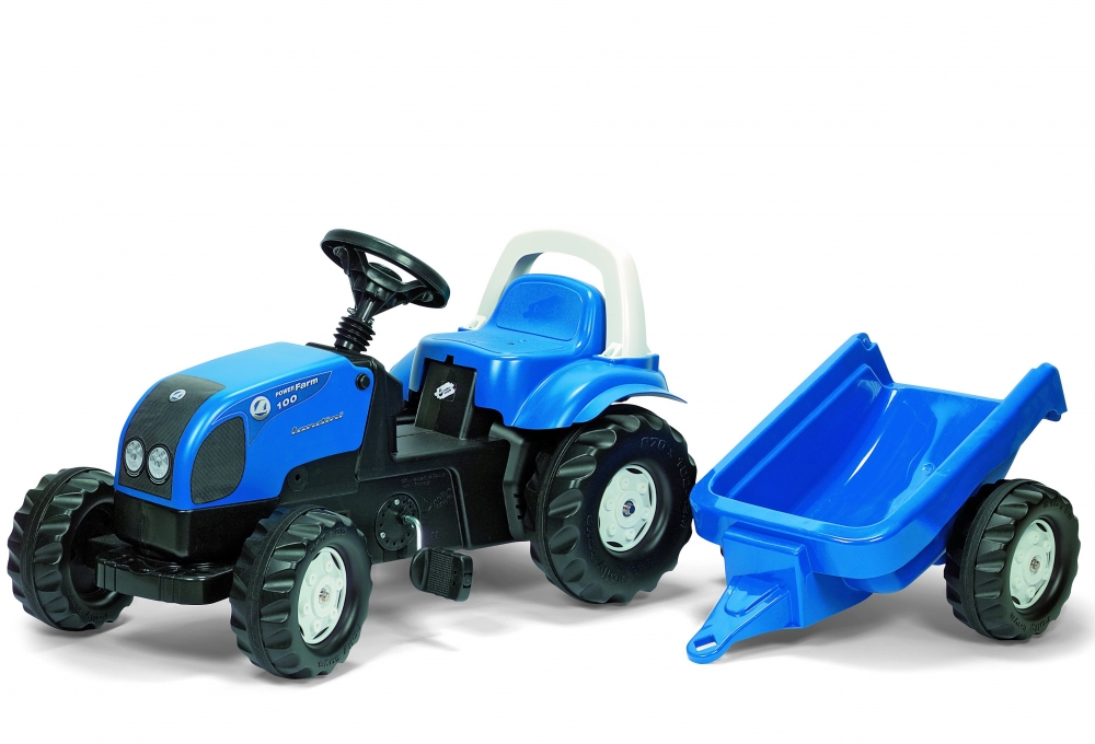 Tractor cu pedale Rolly Toys Kid Landini cu remorca Kid La Plimbare