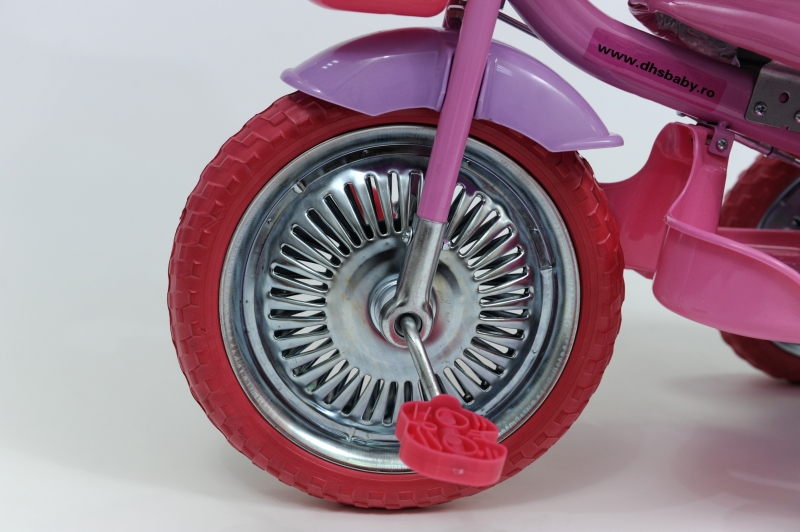 Tricicleta copii dhs cu roti de metal merry ride roz