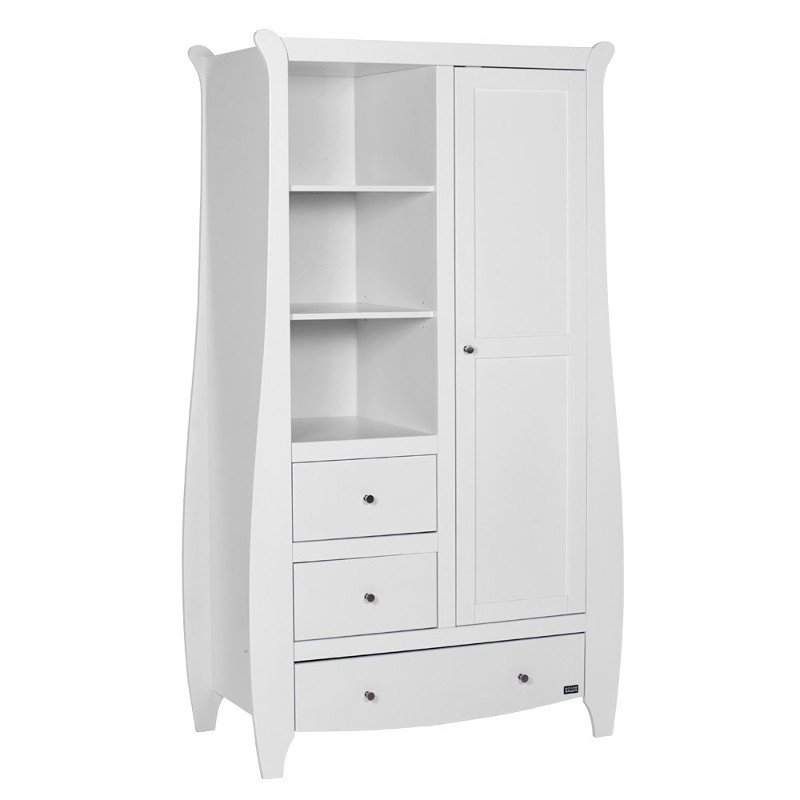 Set mobilier katie alb format din 3 piese patut, comoda si dulap