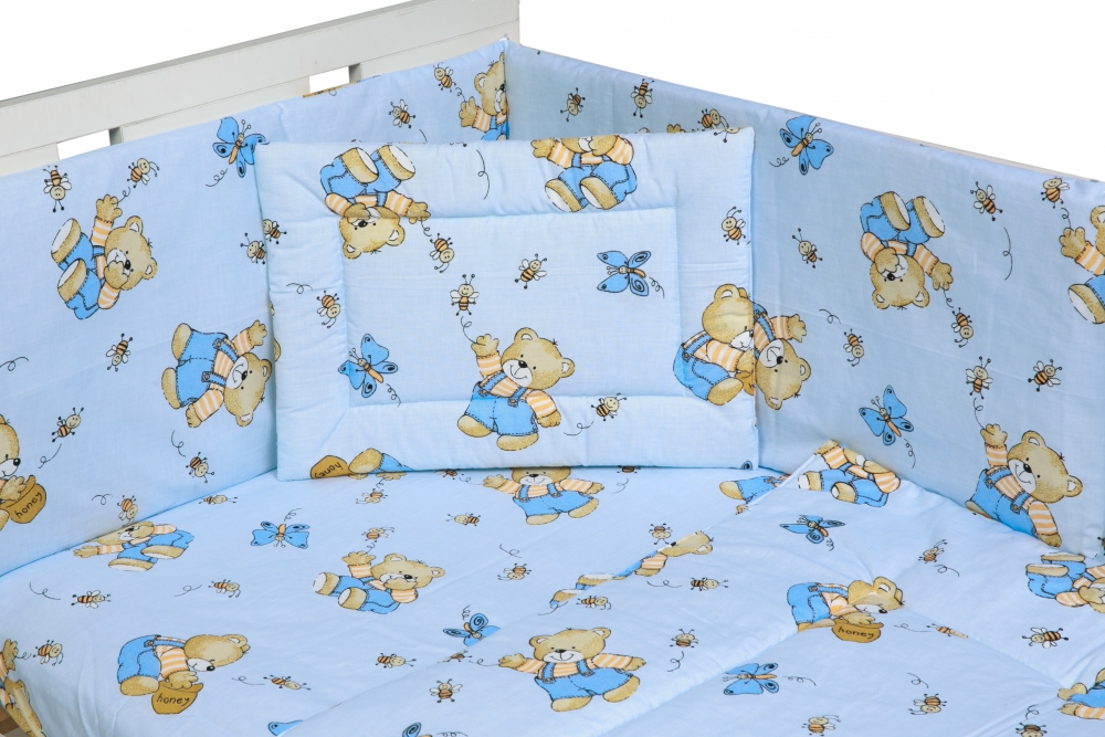 Lenjerie patut cu 5 piese honey bear blue