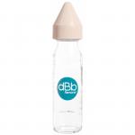 Biberon sticla 240 ml, Regul Air, tetina anticolici din cauciuc NN 0-4 luni (roz)