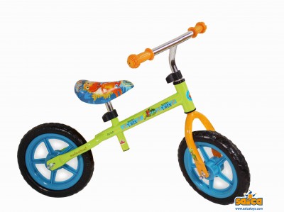 Bicicleta fara pedale copii 12 inch Saica Dino Train Bicicleta imagine 2022 protejamcopilaria.ro