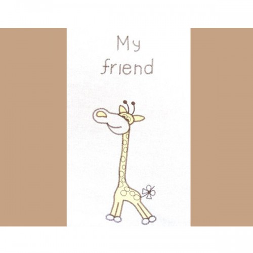 Lenjerie patut cu broderie girafa 4 piese crem