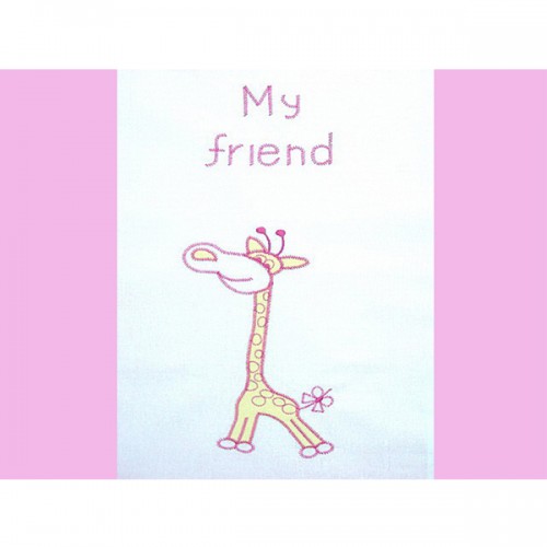 Lenjerie patut cu broderie girafa 4 piese roz