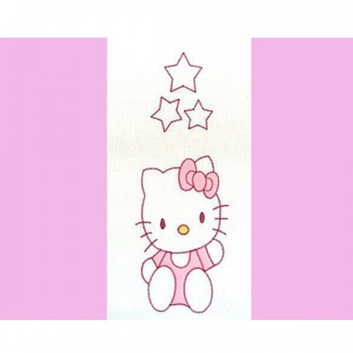 Lenjerie patut cu broderie kitty 4 piese roz