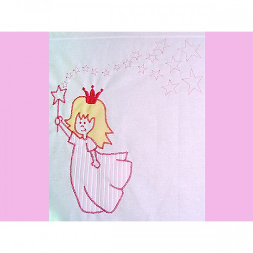 Lenjerie patut cu broderie printesa 4 piese roz