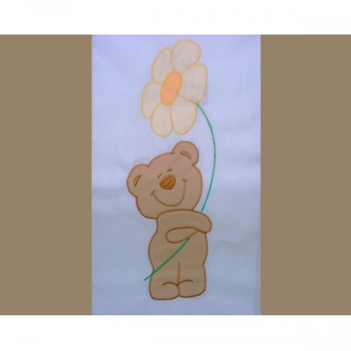 Lenjerie patut cu broderie ursuletul florar 4 piese crem