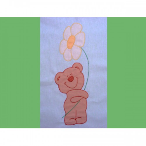 Lenjerie patut cu broderie ursuletul florar 4 piese verde