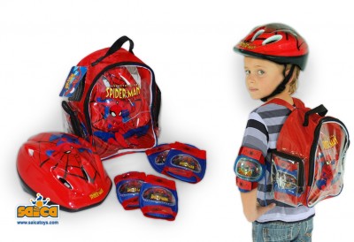 Set protectii copii bicicleta trotineta role Saica Spiderman accesorii imagine 2022 protejamcopilaria.ro