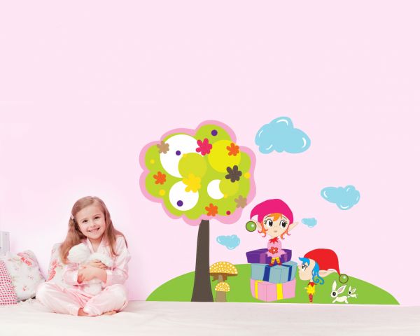 Sticker perete copii copacel animat 96 x 61 cm