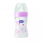 Biberon Chicco Well Being PP roz 150ml T.s. flux normal 0+ 0% bpa