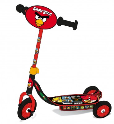 Trotineta  Angry Birds cu 3 roti, ghidon reglabil, placa antiderapanta, greutate suportata 20 kg, varsta 3 ani+