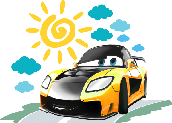 Sticker perete copii cars galben 80 x 60 cm
