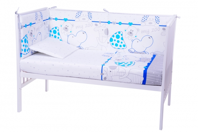 Lenjerie patut cu 5 piese my little zoo blue 002
