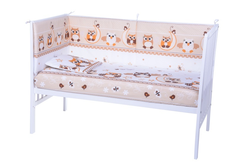 Lenjerie patut cu 5 piese owls beige 028