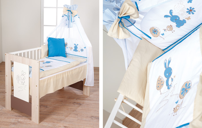 Set lenjerie 3 piese little bunny bej-blue klups