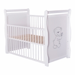 Patut din lemn Jas Ursulet 120x60 cm cu laterala culisanta Alb
