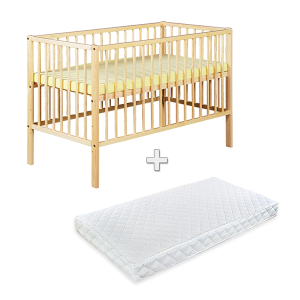 Patut din lemn Radek X Natur + Saltea Comfort 8 cm