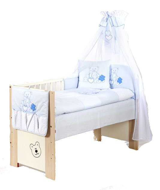 Set lenjerie brodata 5 piese i love you ursulet blue klups