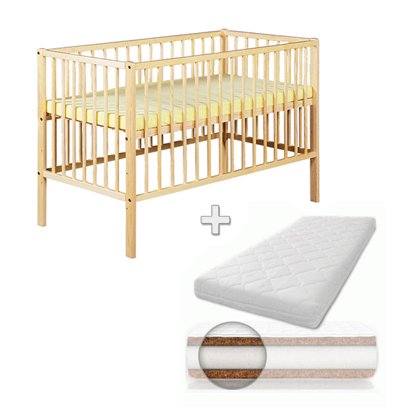 Patut din lemn Radek X Natur + Saltea Comfort 12 cm