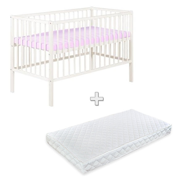 Patut din lemn Radek X Alb + Saltea Comfort 8 cm