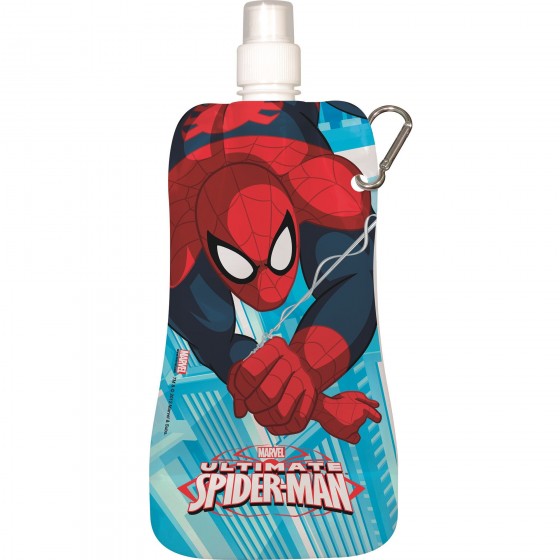 Sticla speciala pliabila BBS Spiderman cu sistem de prindere, 480 ml