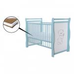 Patut din lemn Jas Ursulet 120x60 cm Mint + Saltea 10 cm