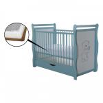 Patut din lemn Jas Ursulet 120x60 cm cu sertar Mint + Saltea 9 cm