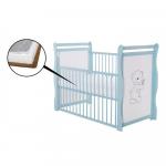 Patut din lemn Jas Ursulet 120x60 cm cu laterala culisanta Mint + Saltea 9 cm