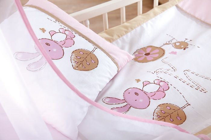 Set lenjerie 4 piese little bunny bej-pink klups